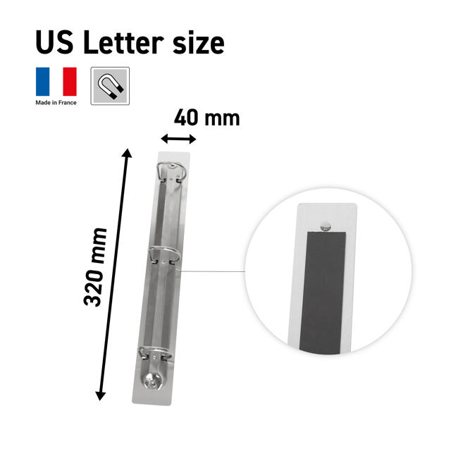 Magnetic 3-Ring Display Support, Aluminium, US Letter size