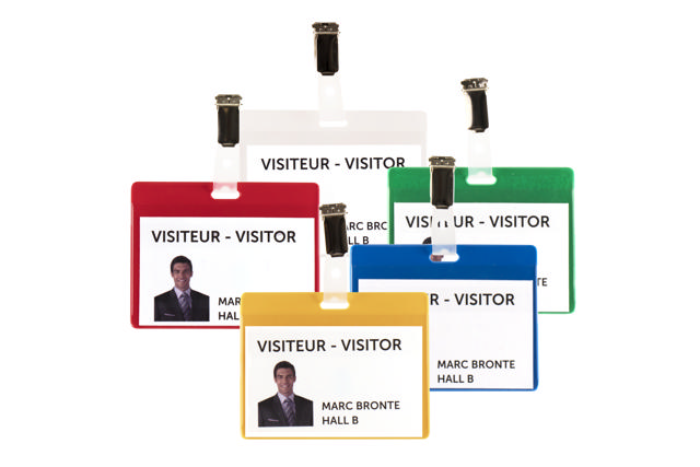 Visitor Badge Kit, PVC, with Clips and Inserts, Horizontal