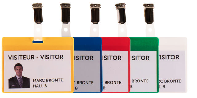 Visitor Badge Kit, PVC, with Clips and Inserts, Horizontal