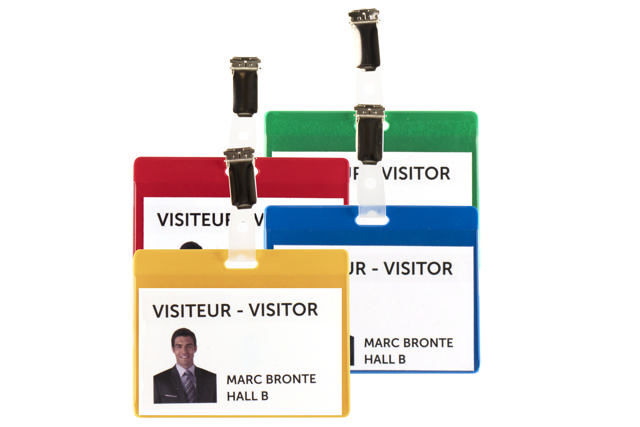 Visitor Badge Kit, PVC, with Clips and Inserts, Horizontal