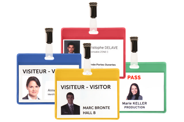 Visitor Badge Kit, PVC, with Clips and Inserts, Horizontal
