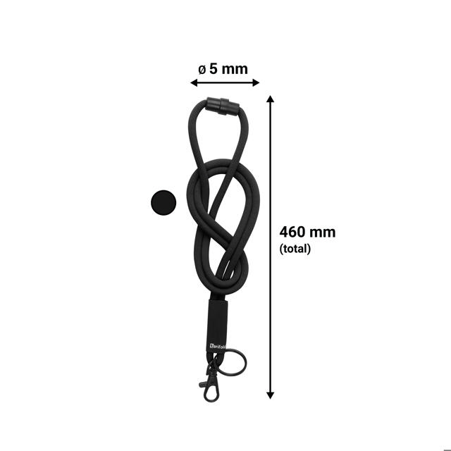 Soft Cord Lanyard, with Swivel Hook and Key Ring