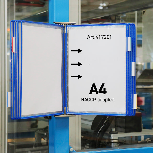 Tarifold Stainless Steel Wall Document Display System, A4, 10 Pockets, Left Side Loading