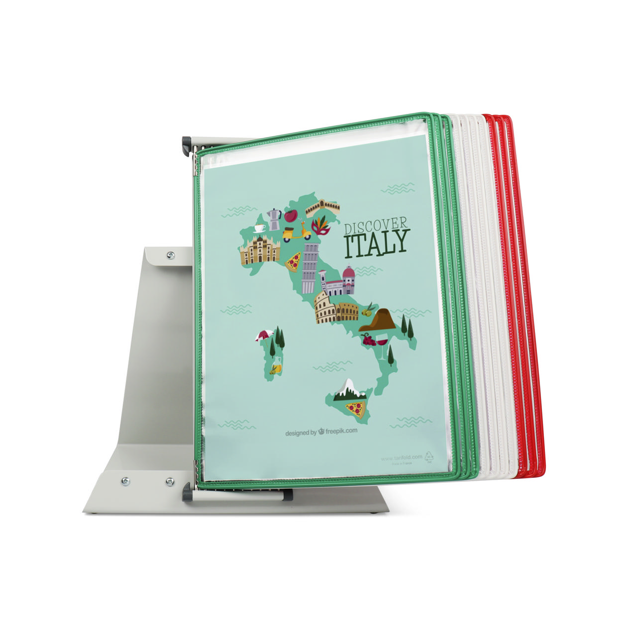 Tarifold Metal Desk Document Display System, A4, 10 Pockets, Italy Colours