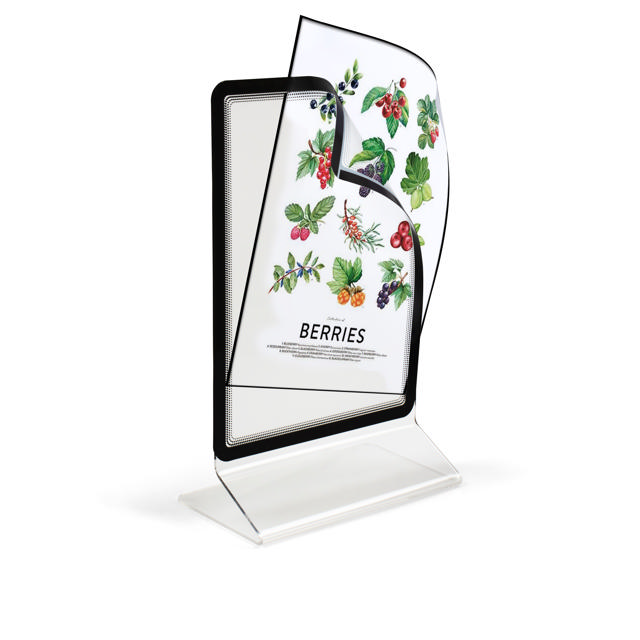 Acrylic Table Top Sign Holder with A4 Magneto Frame Display Pocket, Double-sided T-Shape