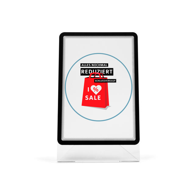 Acrylic Table Top Sign Holder with A4 Magneto Frame Display Pocket, Slanted L-Shape