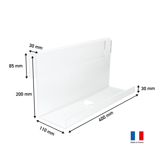 Hanging Acrylic Bedside shelf, Small