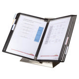 Tarifold Stainless Steel Antimicrobial Desktop Reference & Display System - 10 Black Pockets, Letter-Size