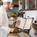 Tarifold Stainless Steel Antimicrobial Desktop Reference & Display System - 10 Black Pockets, Letter-Size