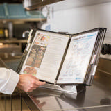 Tarifold Stainless Steel Antimicrobial Desktop Reference & Display System - 10 Black Pockets, Letter-Size