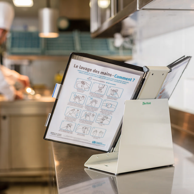 Tarifold Antimicrobial Desktop Reference & Display System - 10 Black Pockets, Letter-Size