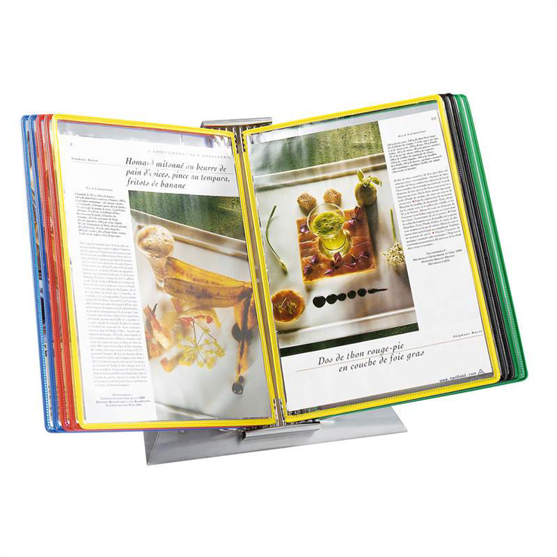 Tarifold Stainless Steel Antimicrobial Desktop Reference & Display System - 10 Assorted Pockets, Letter-Size