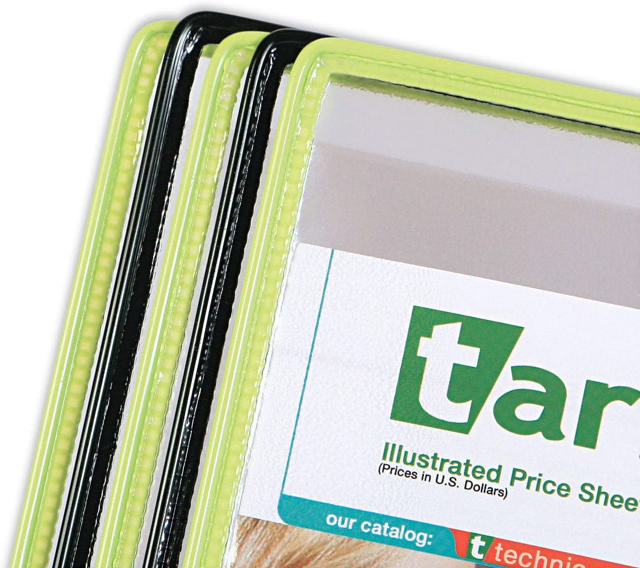 Tarifold BlackLine Desktop Reference & Display System - 10 Black/Green Pockets, Letter-Size