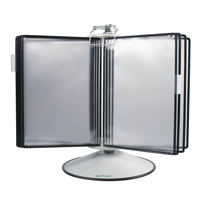 Tarifold Antimicrobial Rotary Reference & Display System - 50 Black Pockets, Letter-Size