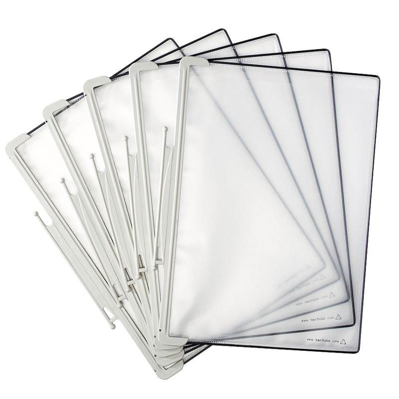 Tarifold Pivoting Pockets for Modular Desktop Reference & Display Systems - 10 Gray Pockets, Letter-Size