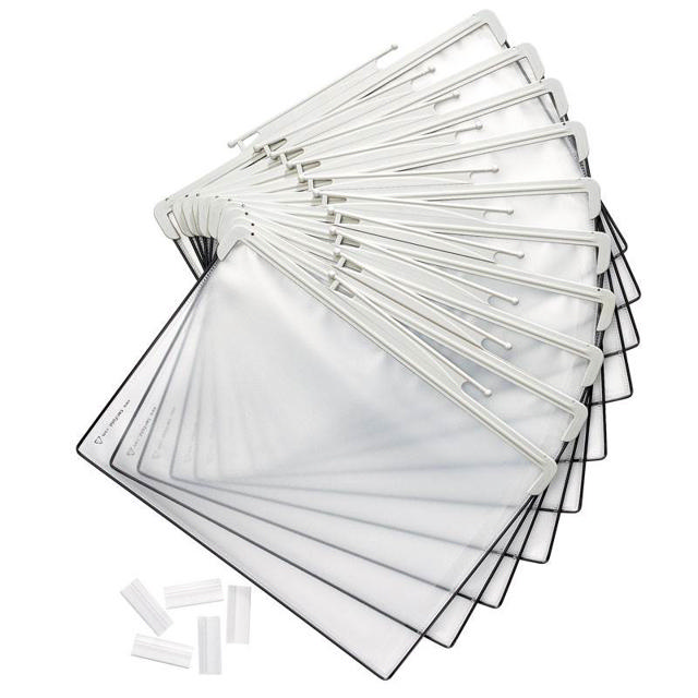 Tarifold Pivoting Pockets for Modular Desktop Reference & Display Systems - 10 Gray Pockets, Letter-Size