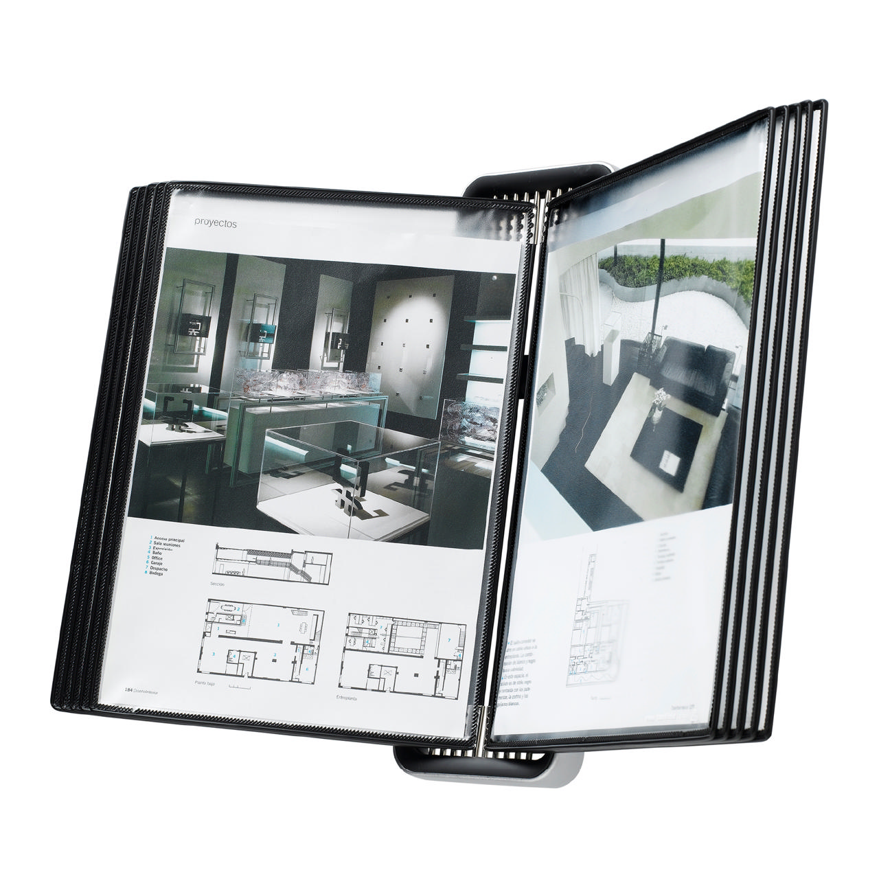 Tarifold VEO Wall Mount Reference & Display System – 10 Black Pockets, Universal (Letter-Size/A4)