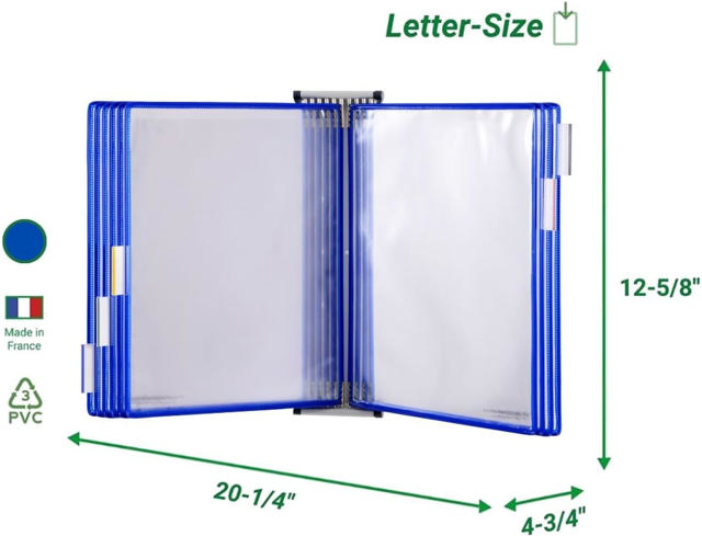 Tarifold Wall Mount Reference & Display System – 10 Blue Pockets, Letter-Size