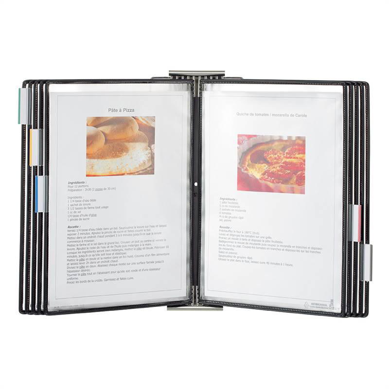 Tarifold Stainless Steel Antimicrobial Wall Mount Reference & Display System – 10 Black Pockets, Letter-Size