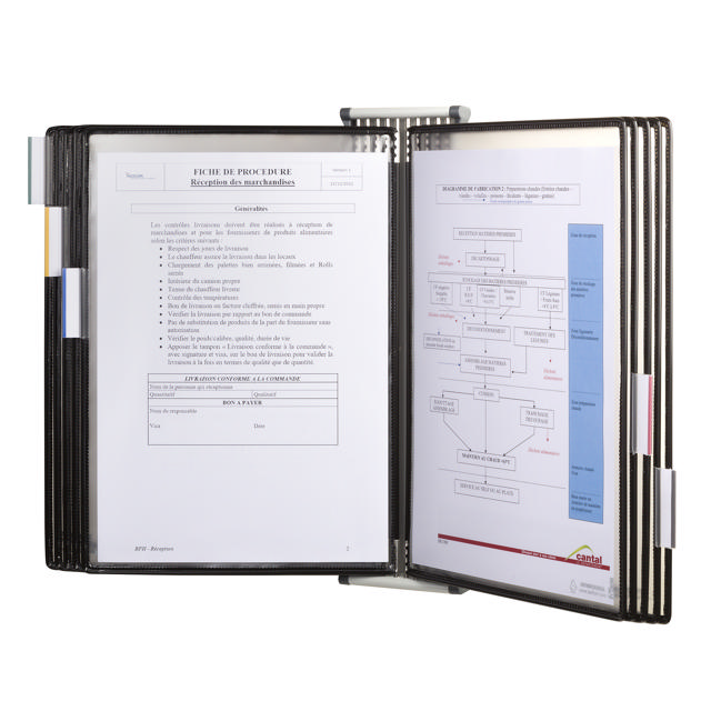 Tarifold Antimicrobial Wall Mount Reference & Display System – 10 Black Pockets, Letter-Size